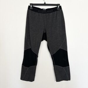Icebreaker 260 Zone Pants Mens XL Gray Merino 3/4 Leggings Thermal Base Layer